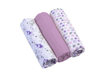 Пеленки Муслин хлопчатобумажные фиолетовые 3 шт. 70х70 см. BabyOno 348/04