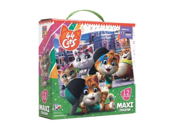 Максі пазли картонні 44 Кота, У місті, 12 елементів, Vladi Toys