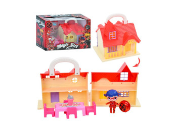 Будинок для ляльок складаний TM532, 30 см, з меблями та лялькою, BabyToys