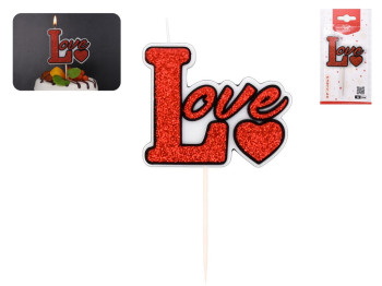 Свічка для торта “Love”, глітер, 11,5см