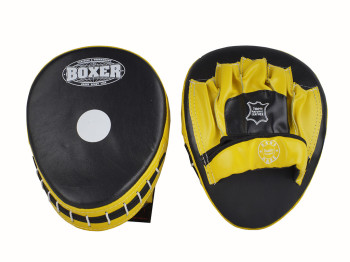 Лапы боксерские гнутые кожа. Черно-желтые. Boxer Sport Line 2010-01Ж