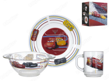 Набір посуду дит. "Disney Cars" 3 пр. (чашка 200мл, бульйонниця 13см, тарілка 19см) 30293