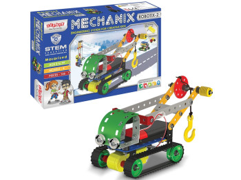 Конструктор металлический с мотором ROBOTIX №2 кран, 166 элементов, 8 моделей, ZEPHYR
