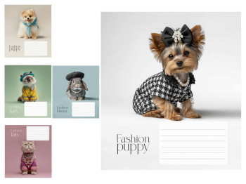 Зошит учнівський 18 аркушів, у клітинку,"Fashion pets", Школярик 018-3687K