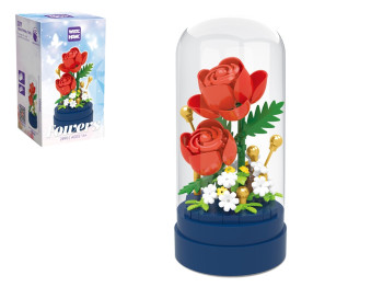 Конструктор квіти під колбою Roses 2890, 12,5 см, декоративна модель