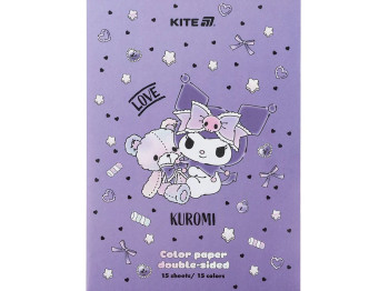 Картон цветной двусторонний Kuromi А4. 15 листов. 15 цветов. Kite HK24-250-2