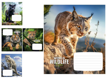 Зошит учнівський 18 аркушів, у клітинку "Wildlife" Школярик 018-3679K