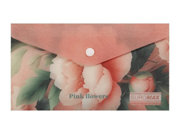 Папка-конверт на кнопке DL из матового пластика, дизайн Pink Flower