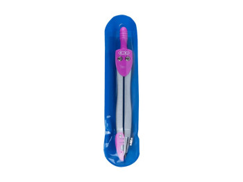 Циркуль металлический в PVC чехле, розовый, 11,5 см