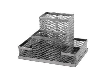 Подставка-органайзер Axent, 155×103×100 мм, 4 отделения, серебристая