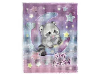 Алмазная мозаика Kidis Енот на луне, 20×25 см, на холсте