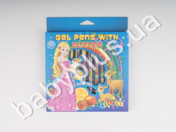 Набор гелевих ручек в картонной коробке с глитером 12 цветов KIDIS PRINCESS WORD
