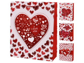 Пакет подарочный бумажный S "Love You 3D" 18х23х10см, R98493-S