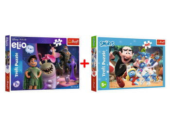 Набір пазлів "200"Disney Stitch The Movie Еліо у далекій галактиці та "100"The Smurfs Уроки тата