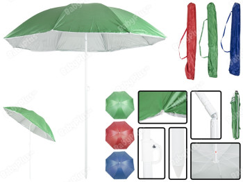 Зонт пляжный Stenson "Colors" D1,75м с наклоном, серебряное напыление, в чехле (однотон)