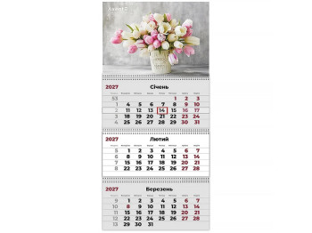 Календарь настенный квартальный 2027 год, 3 пружины, Magic Flowers 2, Axent 8803-27-26-A