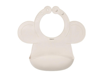 Слюнявчик силиконовый, бежевый, 30x28 см, силикон, от 6 мес, 1589/07, BabyOno