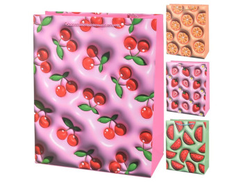 Пакет подарочный бумажный M "Fruits 3D" 26х32х12см, R96983-M