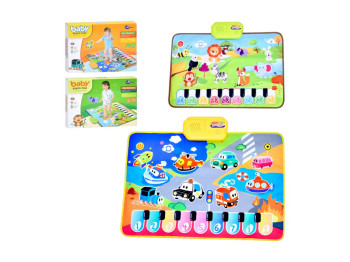 Коврик музыкальный, пианино, музыка, звуки животных, регулятор громкости, 2 вида (животные, транспор