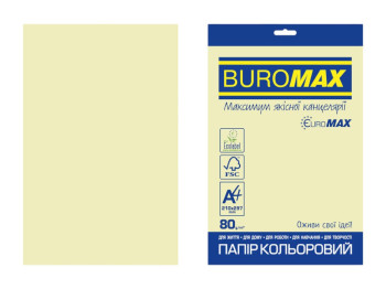 Цветная бумага BUROMAX EUROMAX PASTEL, A4, бежевая, 80 г/м², 20 листов