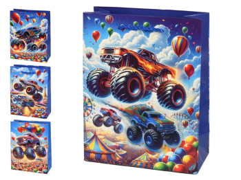 Пакет подарунковий паперовий S Monster truck 3D, 18х23х8см