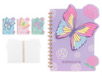 Мини-блокнот A6 на спирали Butterfly, в линию, 60 листов, микс видов