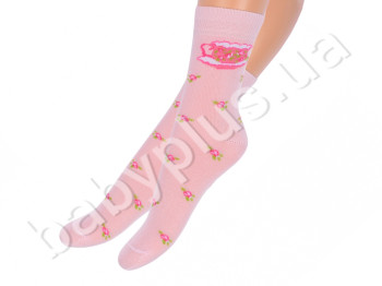Шкарпетки, розмір 18-20, демісезонні з малюнком світло-рожеві. Бавовна. ТМ Duna