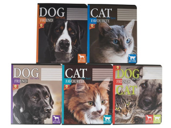 Тетрадь 18 листов клетка (твердая) Cat dog 5к (цена за упаковку 20 шт,)
