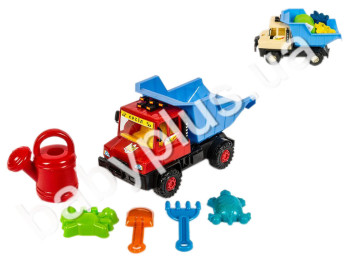 Машинка Сокіл самоскид з лопаткою, граблями, пасочками і лійкою. Lico Toys Л-015-3