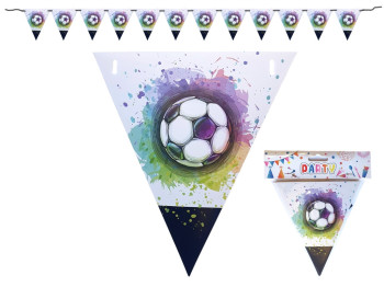 Розтяжка святкова паперові прапорці Футбол Happy Birthday, 3 м
