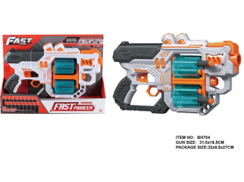 Пистолет игрушечный FAST PIONEER с двойным барабаном и мягкими пулями 18 шт, Turbo & Fast