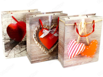Пакет подарочный бумажный "Hearts" 26x32см