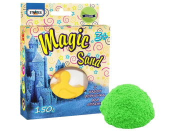 Кинетический песок с формочкой Magic Sand зеленый, 150 г, для лепки, Strateg