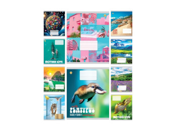 Зошит лінія з твердою обкладинкою, 48 аркушів, серія МІКС4, 10 дизайнів (ціна за 1шт)
