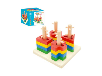 Деревянная игрушка пирамидка-ключ, 16 деталей