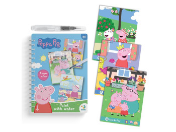 Набір водних розмальовок "Peppa Pig", книжка-розмальовка 8 стор., маркер, вік 3+, Dodo