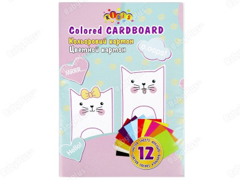 Картон кольоровий А4 12 аркушів My Cat, Kidis 13490
