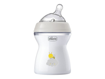 Детская бутылка Natural Feeling NEW, 250 мл, 2мес+, средний поток, серая, Chicco