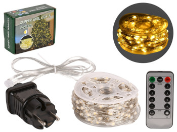 Гірлянда світлодіодна жовта Роса білий дріт на пульті 50м 500led, R33987-4