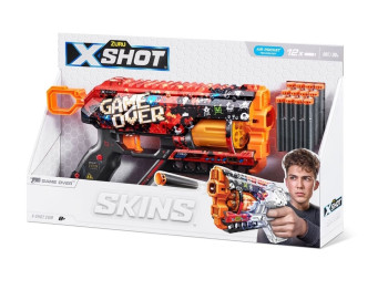 Быстрострельный игрушечный бластер X-SHOT Skins Griefer Game Over 12 патронов. Zuru 36561D