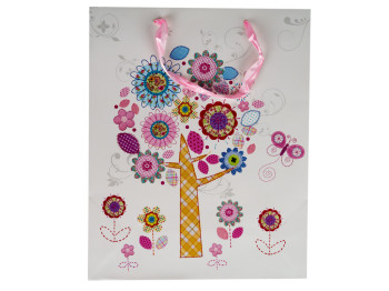 Пакет подарочный бумажный Flowers 26*32*10см
