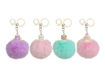 Брелок-помпон з хутра PomPom Angel Pet, близько 8 см, з фігуркою, 4 види (ціна за 1шт) ZiBi