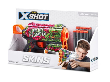 Швидкострільний бластер іграшковий X-SHOT Skins Flux Zombie Stomper 8 патронів. Zuru 36516A