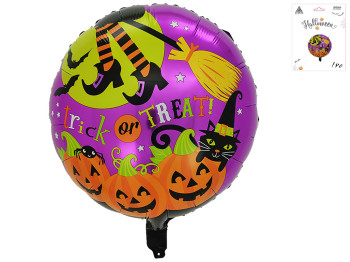 Фольгированный воздушный шарик «Trick or Treat» с тыквами, 45см