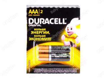 Батарейка алкалиновая Duracell, 1.5V, AAA, LR03 (цена за блистер 2шт) 5000394145733