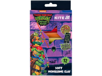 Пластилин восковой 12 цветов, TMNT Mutant Mayhem, Kite NT25-086
