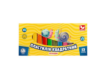 Пластилин квадратный восковой 12 цветов