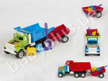 Машинка Фарго с прицепом, лопаткой и двумя пасочками. Kinderway KW-07-602