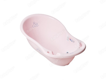 Ванночка Зайчики со сливом и термометром Розовая 86 см. Tega Baby KR-004-104