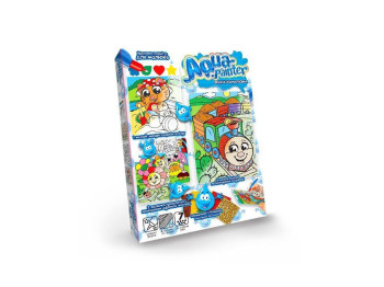 Розмальовка водна з наліпками „Aqua Painter Паровоз”, творчий набір, від 7 років, Danko Toys